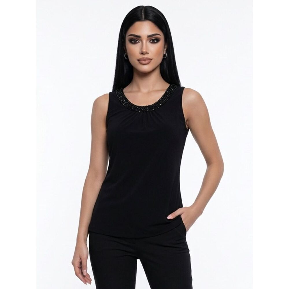 LILLY PULITZER | Black Beaded Scoop Back Top Women’s Size 6